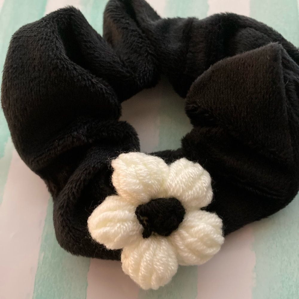 Embroidered Flower Scrunchie  - Picture 2 of 3